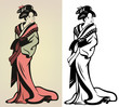 traditional japanese geisha vector illustration