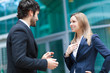 Business partners discussing outdoor