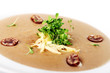 Fresh puree soup with cheese and green