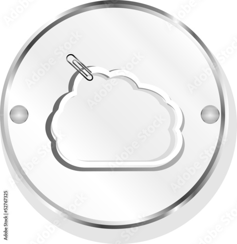 Illustration: cloud symbol with clip on metal button icon cloud symbol with clip on metal button icon