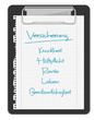 Klemmbrett Versicherungen