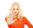 girl making stop gesture