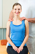 Patient at the physiotherapy doing physical therapy