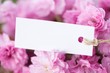 Foto: Label with japanese cherry on background Label with japanese cherry on background