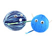 Two Balls Of Crochet Yarn Funny Faces