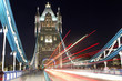 The lights of Tower Bridge, London, at night