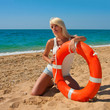 Beautiful lifeguard at sea