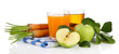 Glasses Of Juice, Apples And C...