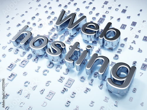 Illustration: SEO web design concept: Silver Web Hosting on digital background SEO web design concept: Silver Web Hosting on digital background