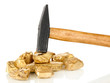 Golden nuggets with hummer isolated on white