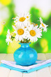 Beautiful bouquet chamomiles in vase