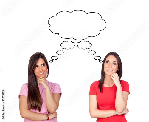 Photo: Two pensive brunette girls Two pensive brunette girls