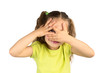 Little Girl Covering Her Eyes, Watching Through the Gap