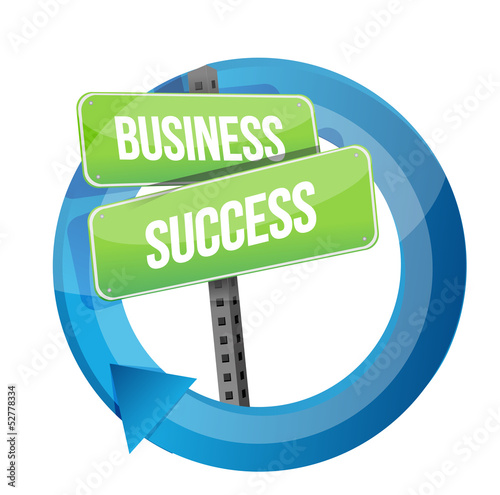 Illustration: business success road sign cycle business success road sign cycle