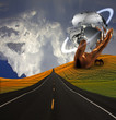 Foto: Road and hand sculpture Road and hand sculpture