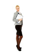 Photo: Young business woman with folder, isolated on white background Young business woman with folder, isolated on white background