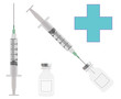 syringe with bottle vector