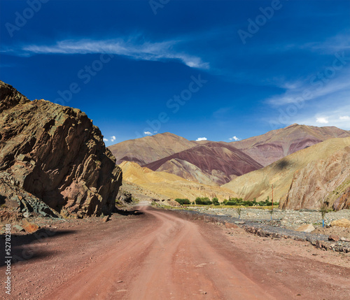 Photo: Road in Himalayas with mountains Road in Himalayas with mountains