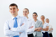 Group of business people standing in row