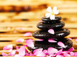 Spa stones with rose petals