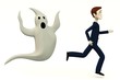 3d render of cartoon character with ghost
