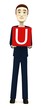 3d render of businessman with letter U