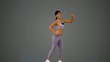Attractive brunette jumping and posing