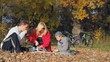 active recreation, picnic, happy family, autumn walk