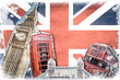 Collage Londres Union Jack vintage