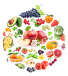Collection of fruits and vegetables isolated on white background