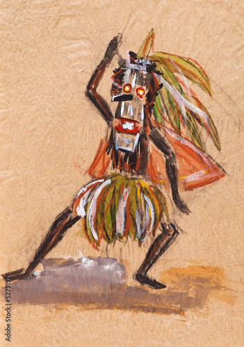 Fototapeta shaman in ritual mask