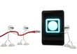 circle symbol on a smart phone with three robots