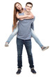 Man giving woman piggyback ride