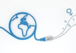 woman symbol with network cable and world symbol