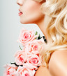 beautiful blonde curls and pink roses