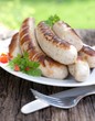 Fried sausage on a dish