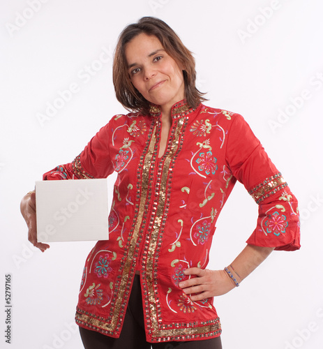 Photo: Woman with white box Woman with white box