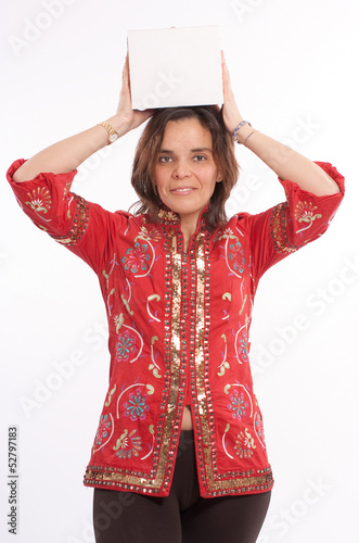 Photo: Woman with white box Woman with white box