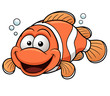 Vector illustration of Happy Clownfish Cartoon