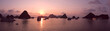 Purple sunset in Halong Bay, panorama