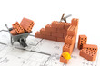 Baustelle auf Bauplan