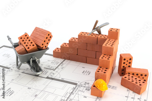 Photo: Baustelle auf Bauplan Baustelle auf Bauplan