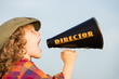 Kid shouting through megaphone