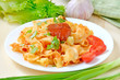 Pasta with ketchup and tomatoes