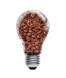 Coffee seeds in a light bulb