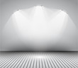 Modern interior art gallery frame design with spotlights.
