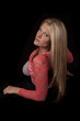Photo: woman red top lay sideways on black woman red top lay sideways on black