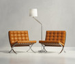 Illustration: Luxury classic orange leather armchairs with lamp Luxury classic orange leather armchairs with lamp
