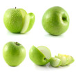 Green apple collection isolated on white