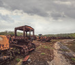 abandoned construction vehicles